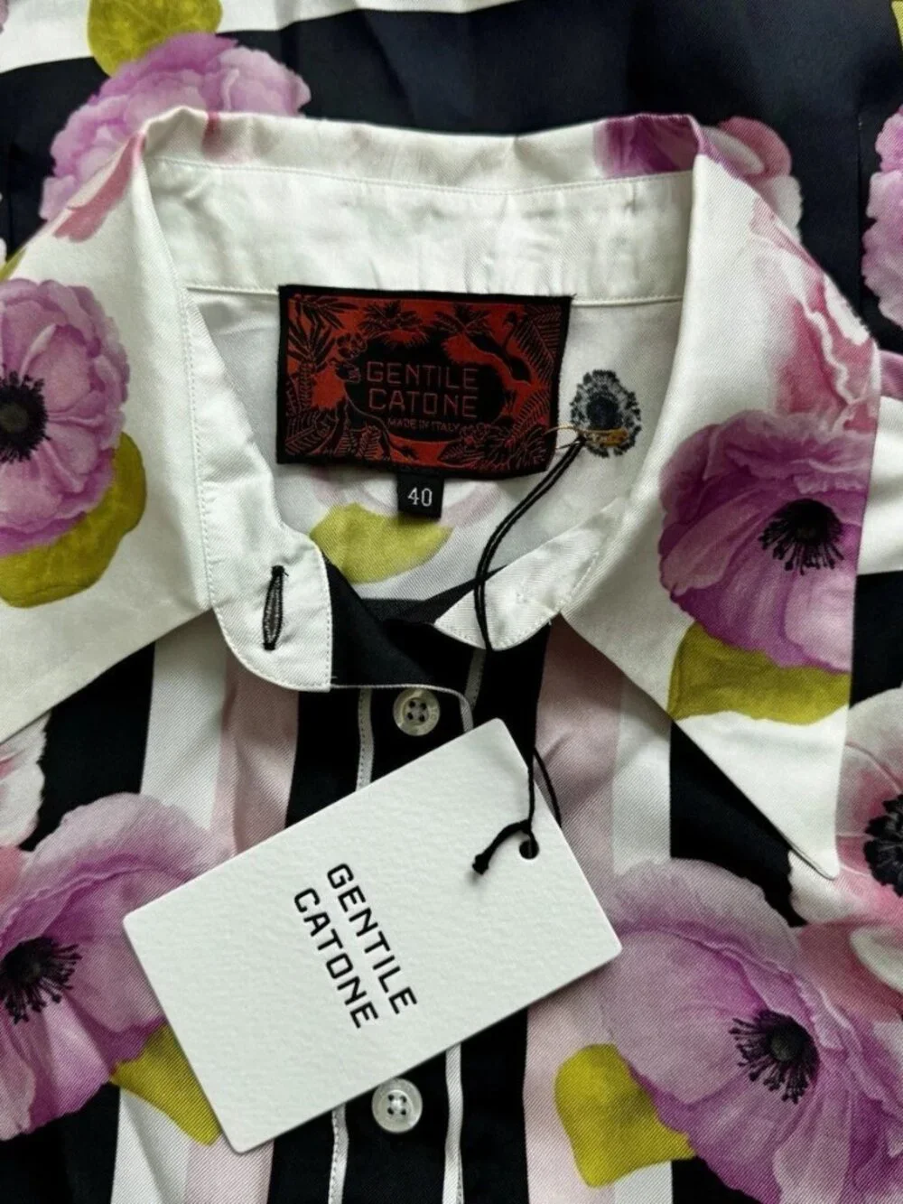 NWT Gentile Catone Floral Silk Top Blouse sz 40IT/4US/S - Picture 5 of 7